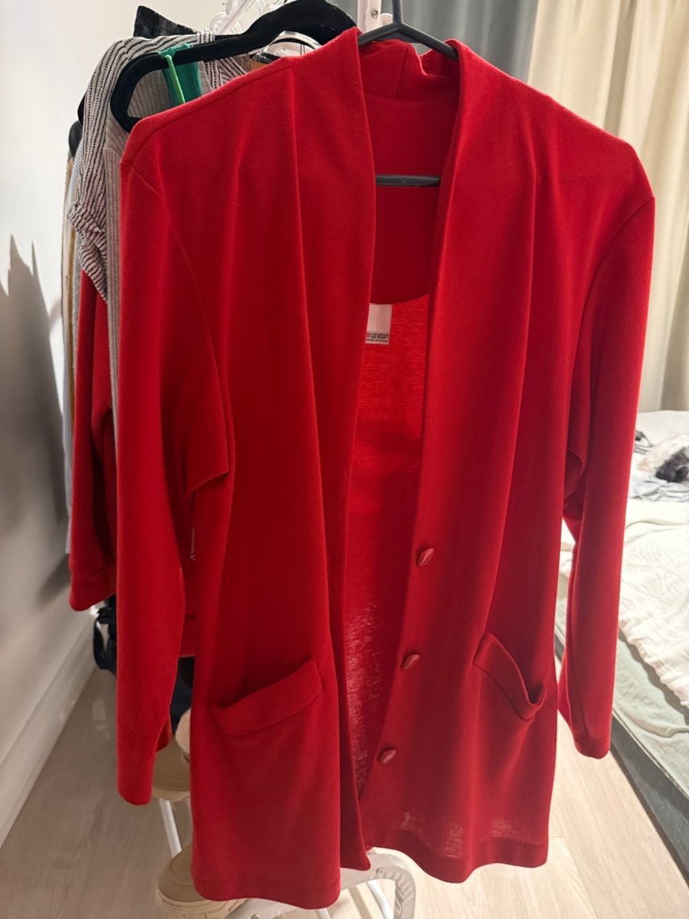 Classic Red Open-Front Blazer Jacket